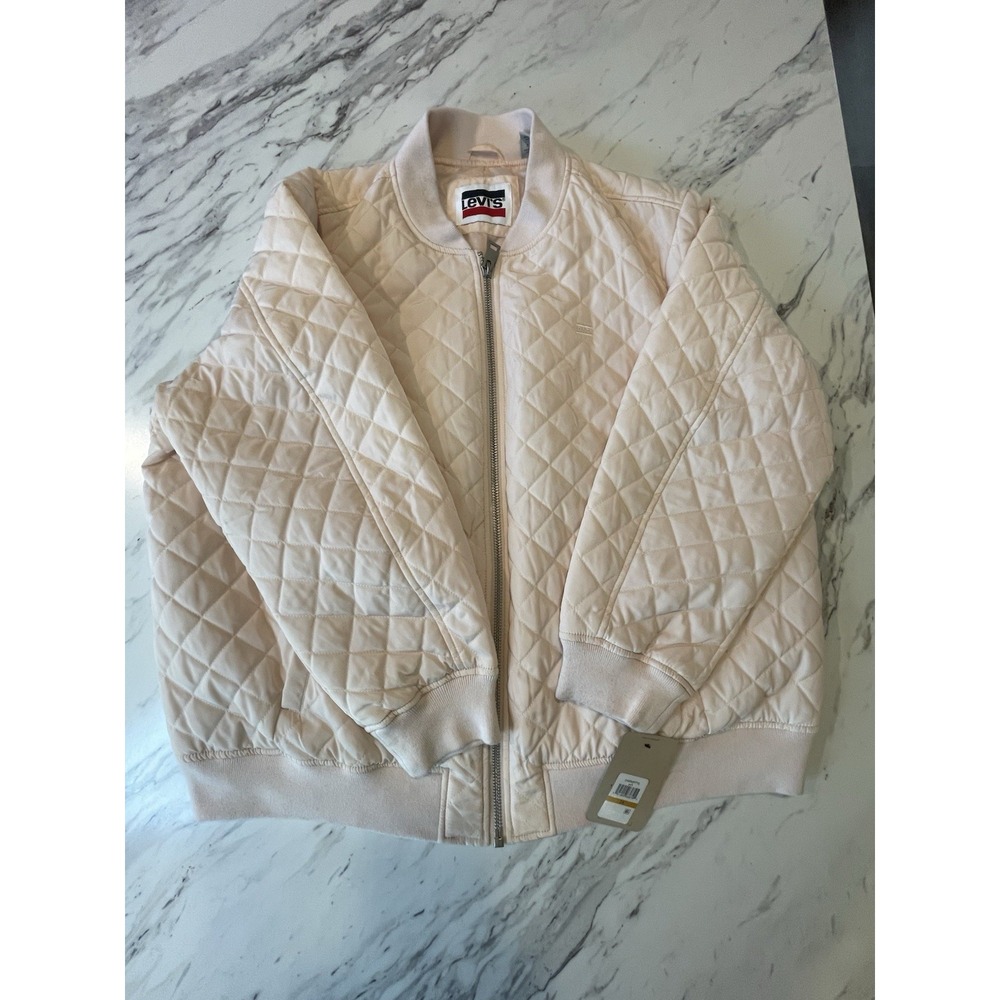 Womens Levis Quilted Bomber Jacket 3X Full Zip Diamond Quilted Pattern Coat.Pink